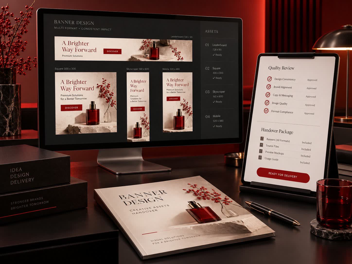 Quality review and delivery concept for banner design