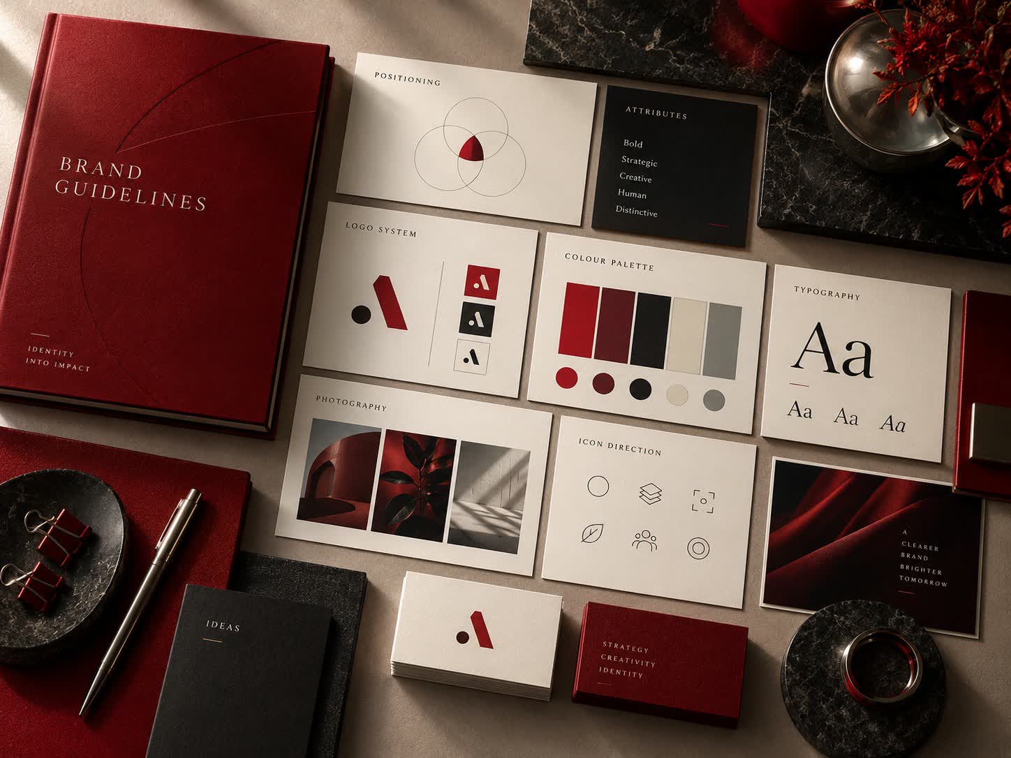 Concept deliverables and workflow for brand identity design