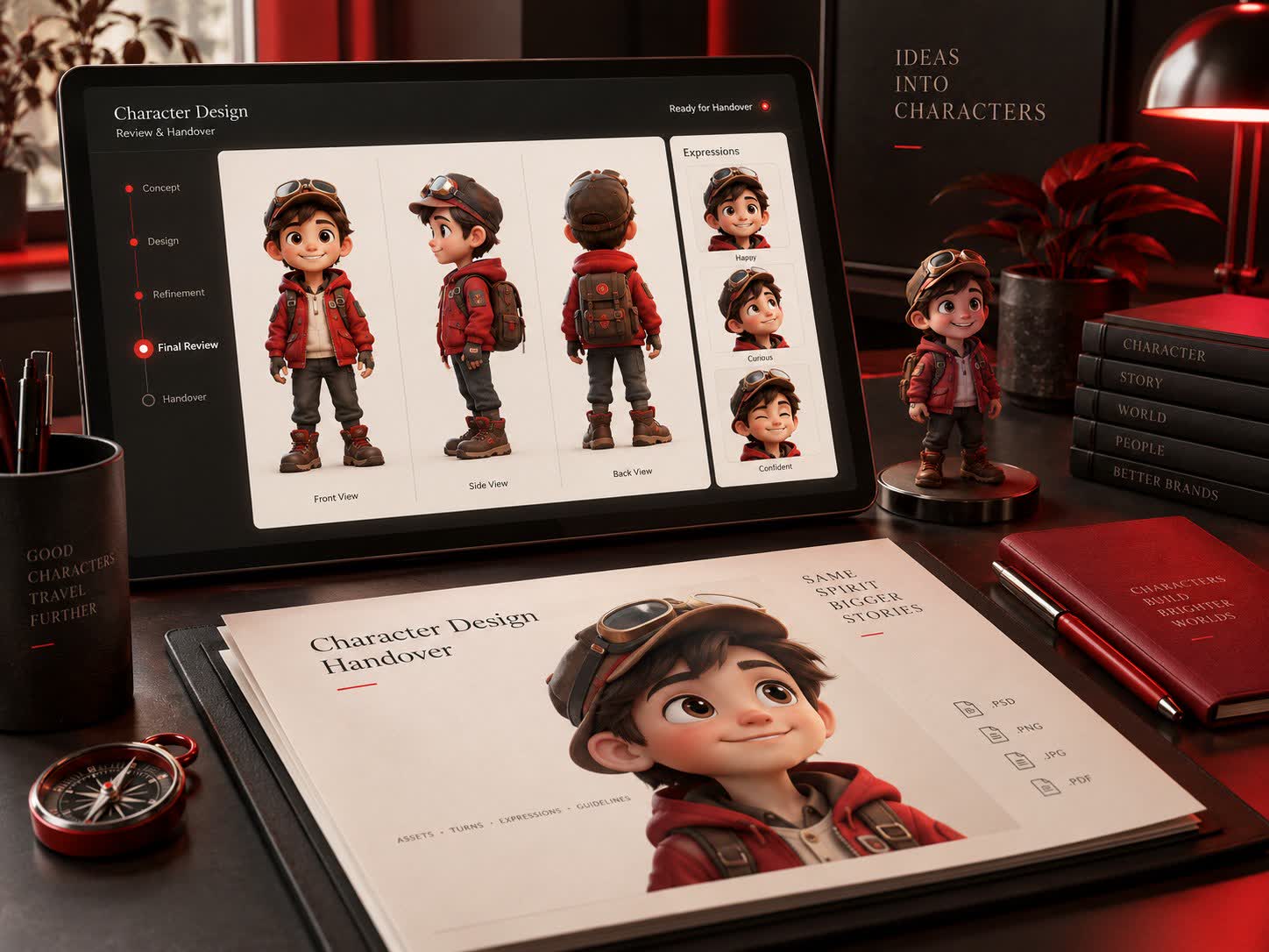 Quality review and delivery concept for character design