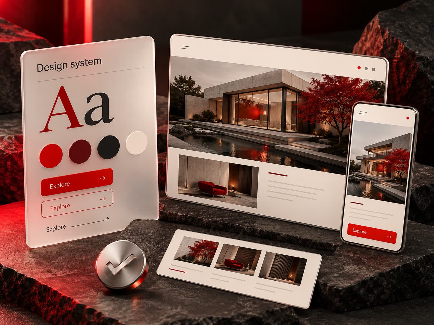 Website typography, colour palette and responsive design components