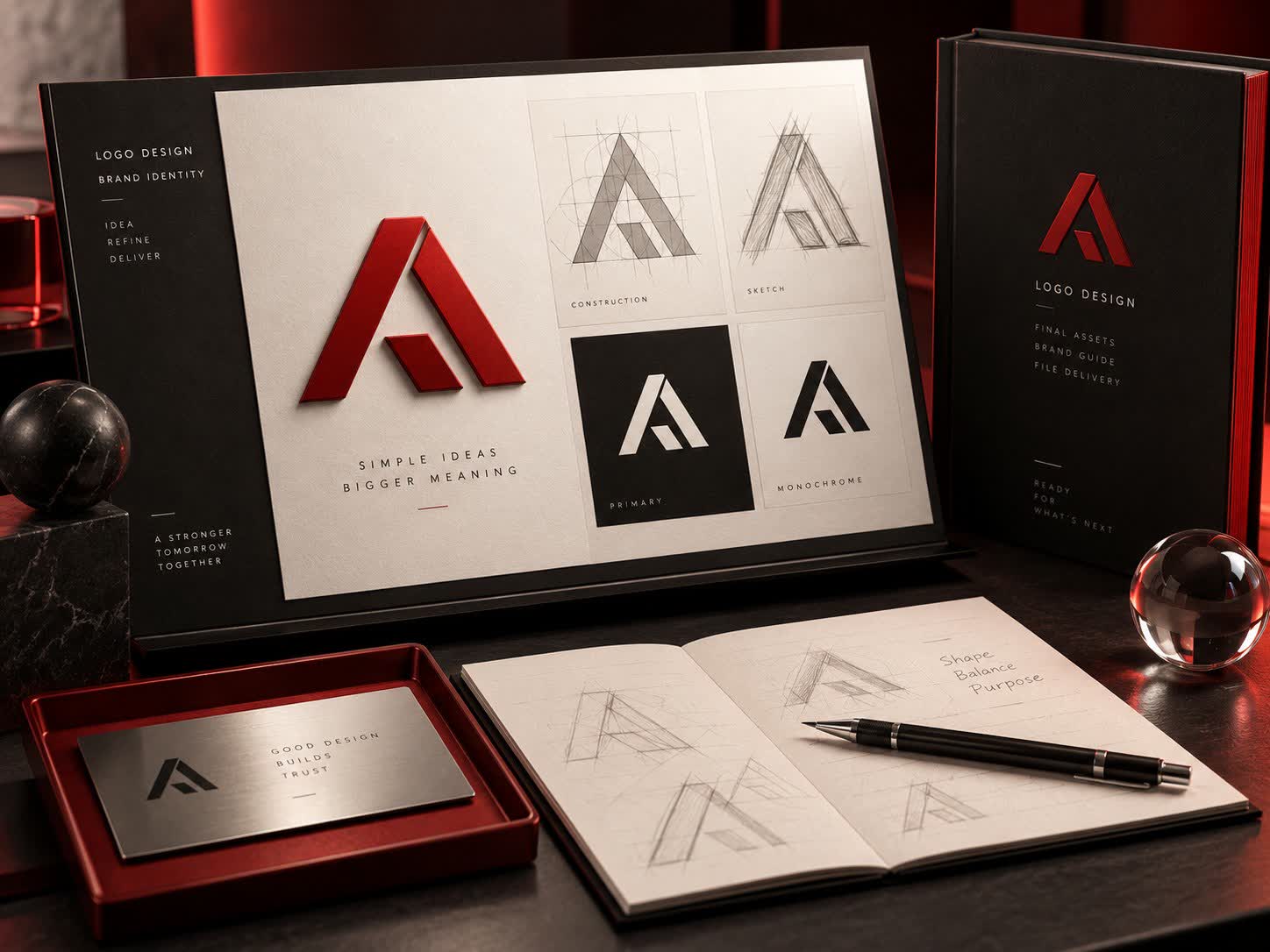 Quality review and delivery concept for logo design