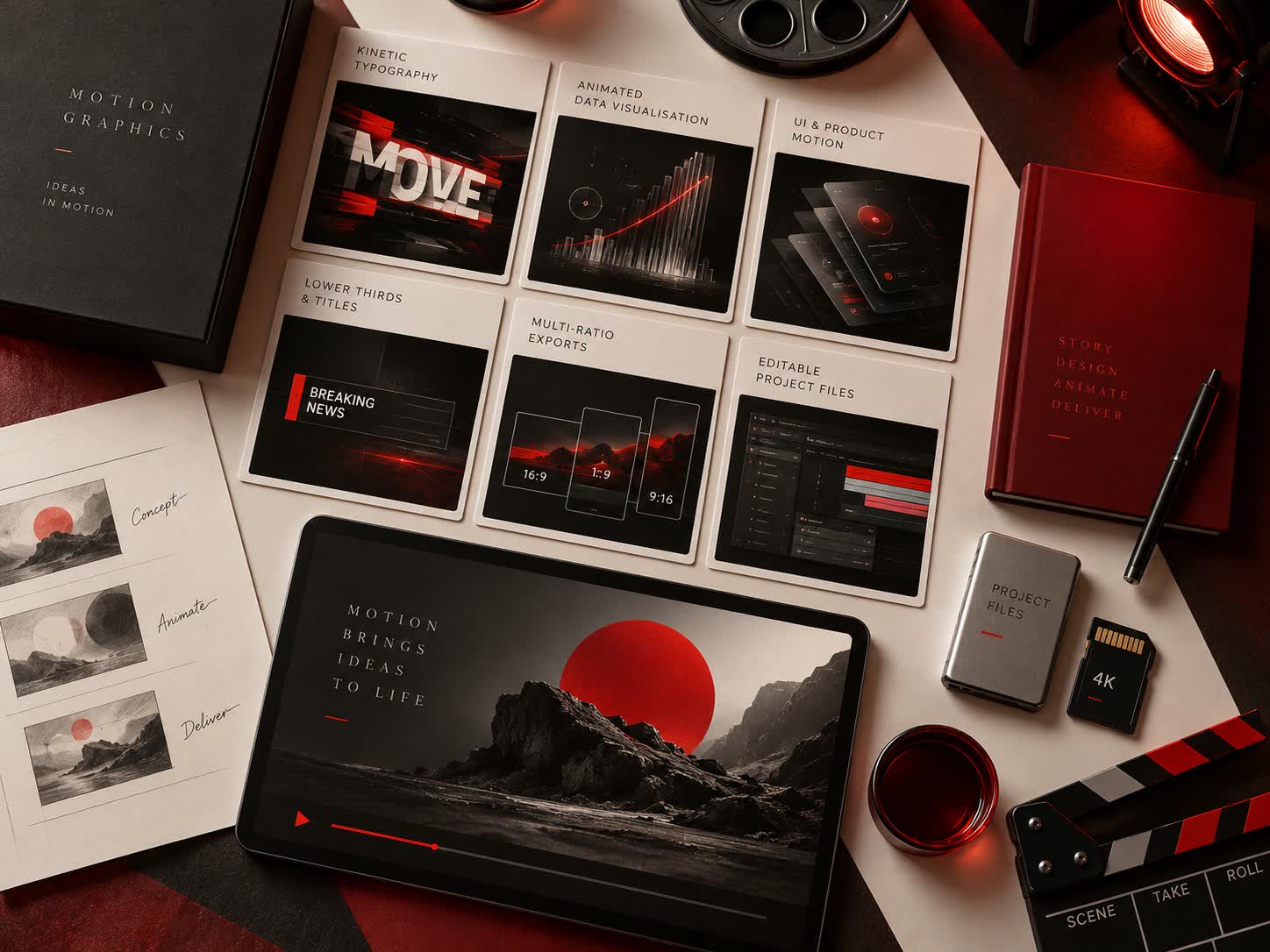 Concept deliverables and workflow for motion graphics