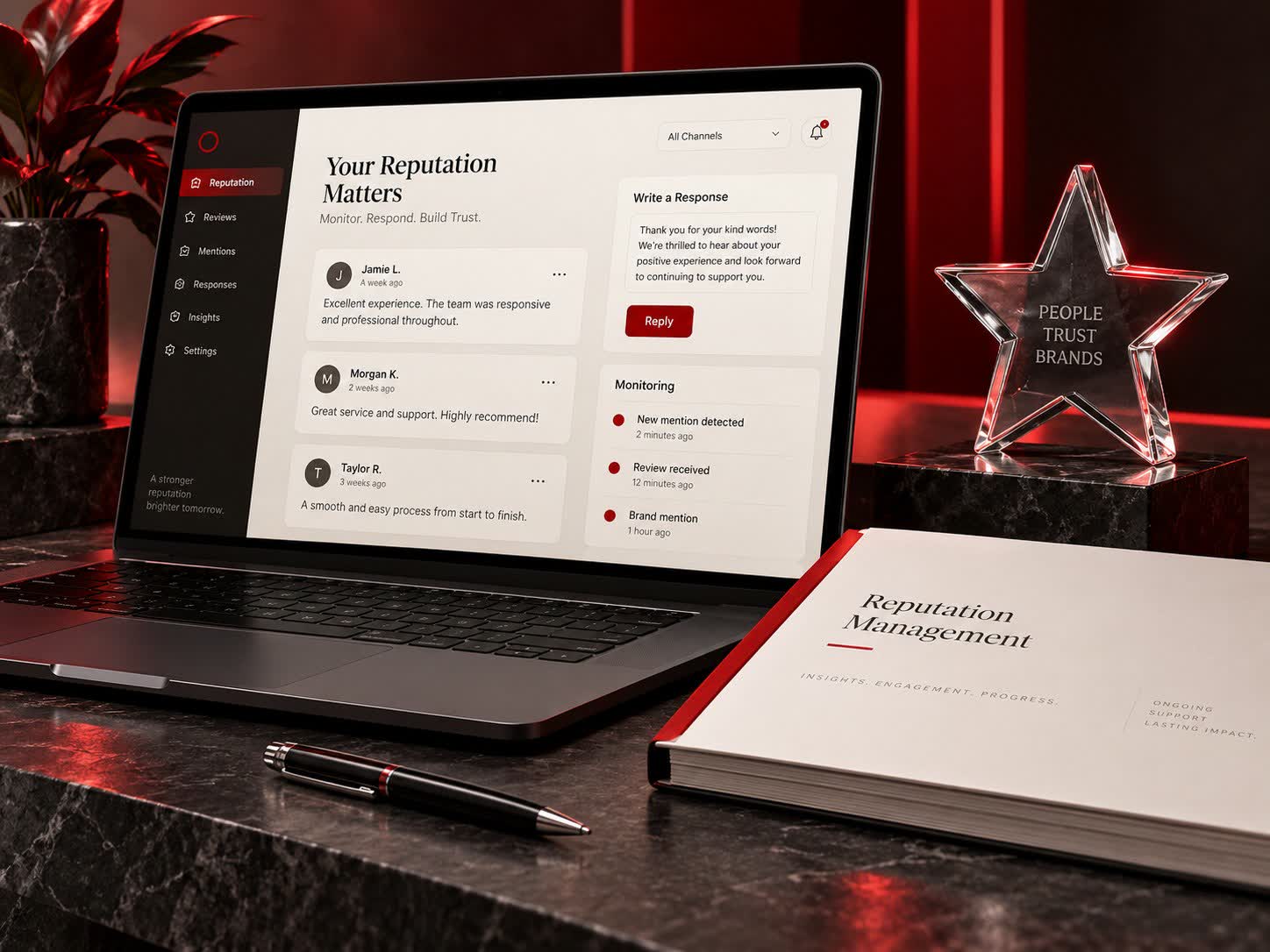 Quality review and delivery concept for online reputation management
