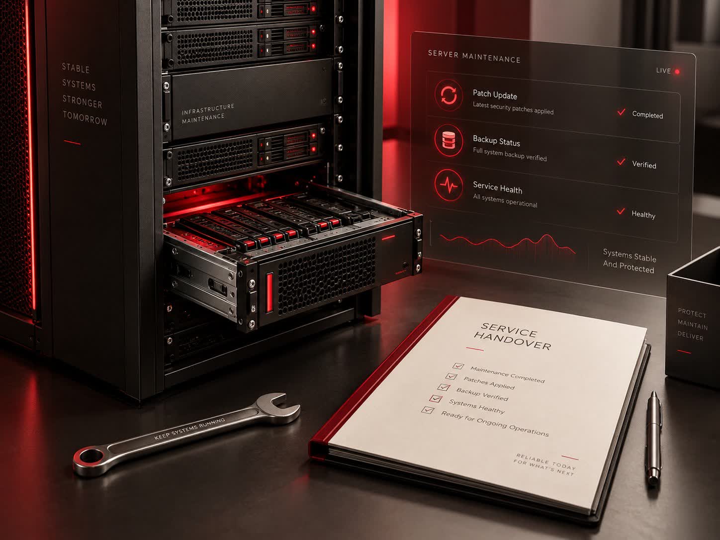 Quality review and delivery concept for server maintenance