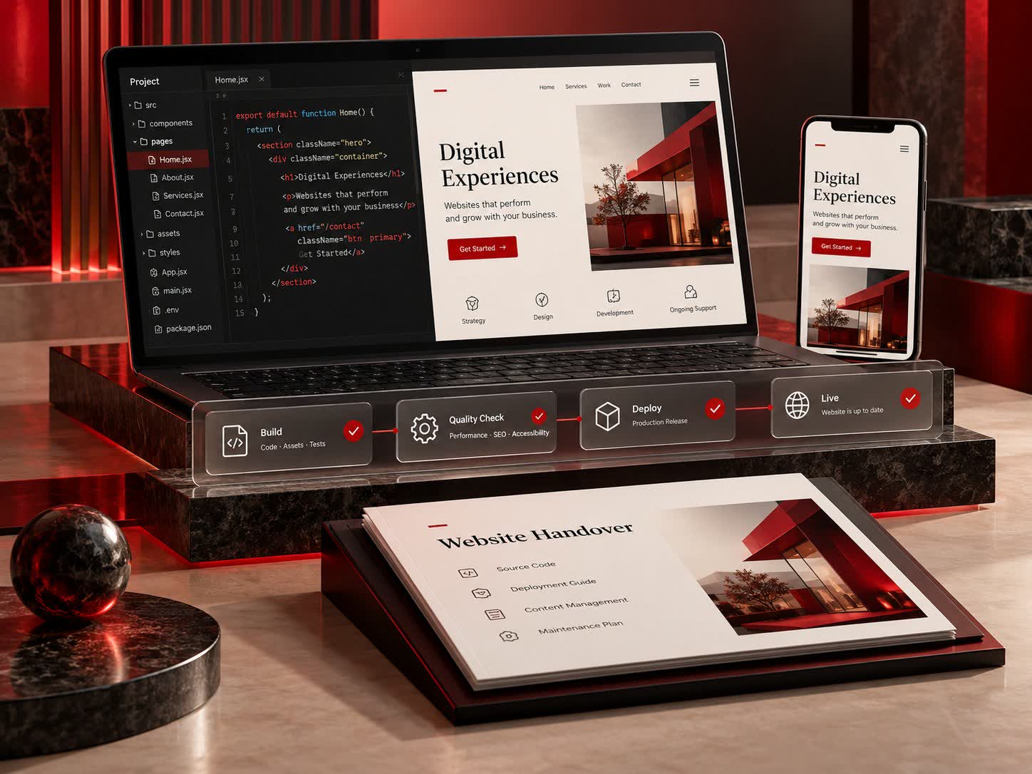 Quality review and delivery concept for website development